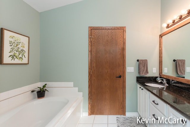 530 Pine Haven Dr, Comstock Park, MI 49321 - full bath with vanity, a bath, and tile patterned flooring