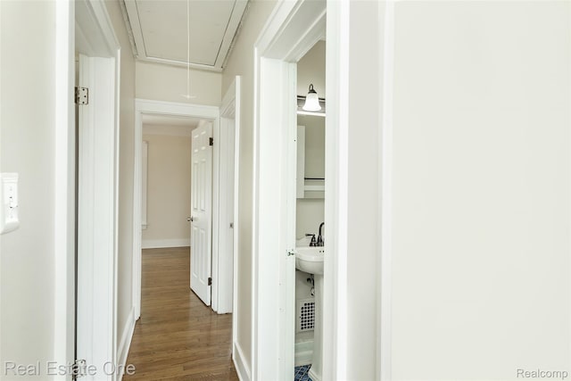 14711 Borgman St, Oak Park, MI 48237 - corridor with attic access and wood finished floors