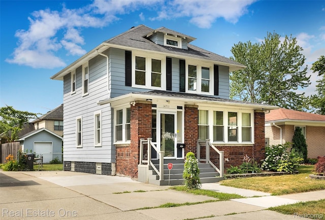 14711 Borgman St, Oak Park, MI 48237 - american foursquare style home featuring concrete driveway and brick siding