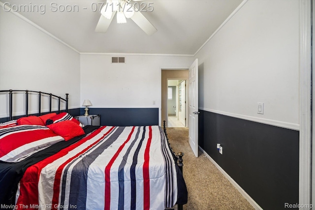 21203 Collingham Ave, Farmington Hills, MI 48336 - carpeted bedroom with ornamental molding and a ceiling fan