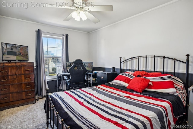 21203 Collingham Ave, Farmington Hills, MI 48336 - carpeted bedroom with ornamental molding and ceiling fan