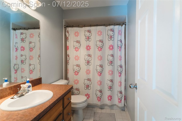 6020 Majestic Oaks Dr, Commerce Twp, MI 48382 - full bathroom with vanity, tile patterned flooring, and a shower with shower curtain