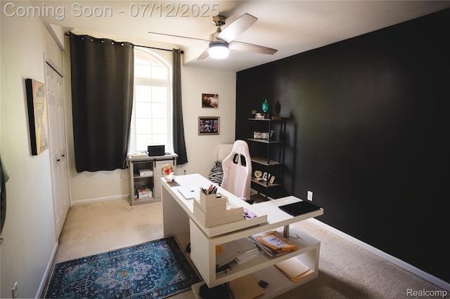 6020 Majestic Oaks Dr, Commerce Twp, MI 48382 - office area with carpet floors and a ceiling fan