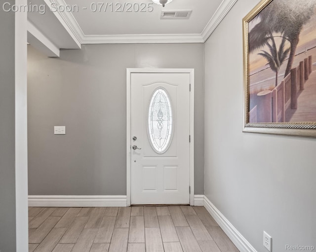 3811 Benstein Rd, Commerce Twp, MI 48382 - entryway featuring crown molding and wood finished floors
