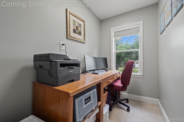 3811 Benstein Rd, Commerce Twp, MI 48382 - home office featuring baseboards and light tile patterned floors