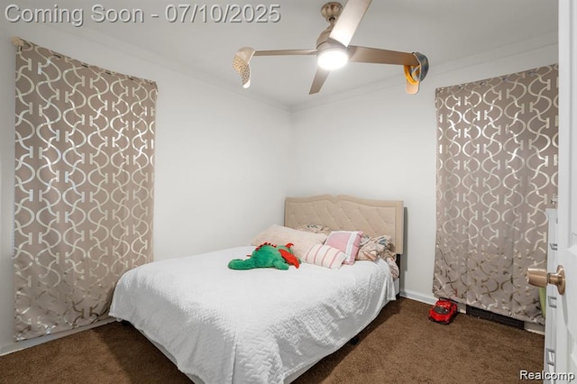 9099 NW Stout St NW, Detroit, MI 48228 - bedroom featuring carpet, ornamental molding, and a ceiling fan