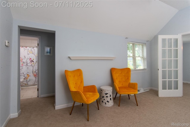 3110 Brisbane St, Walled Lake, MI 48390 - sitting room with carpet flooring and lofted ceiling