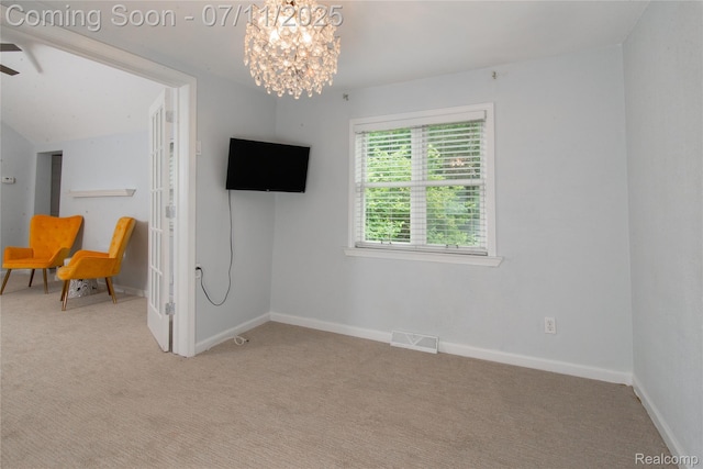 3110 Brisbane St, Walled Lake, MI 48390 - interior space featuring light carpet and a chandelier