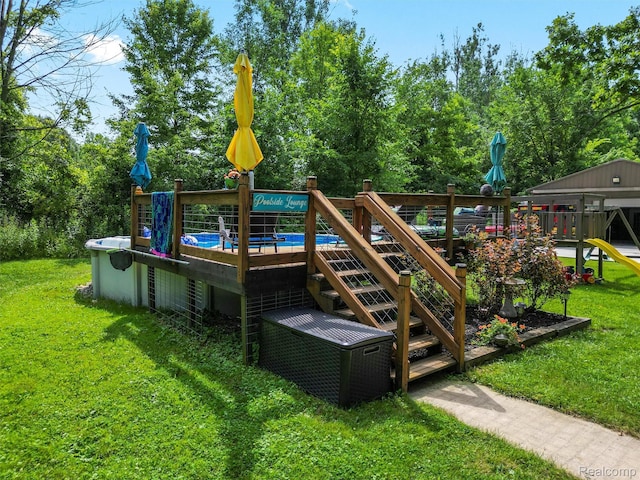 3365 Howland Rd, Almont, MI 48003 - view of play area featuring a yard and an outdoor pool