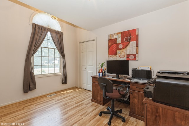 4175 Schmuhl Rd, Coloma, MI 49038 - home office featuring light wood-type flooring and baseboards