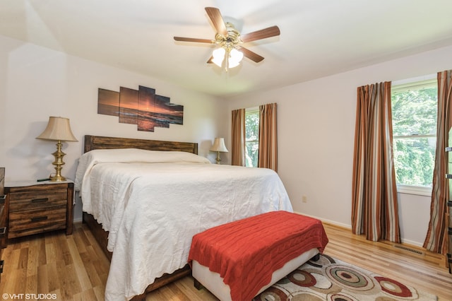 4175 Schmuhl Rd, Coloma, MI 49038 - bedroom with multiple windows, light wood-style floors, and ceiling fan