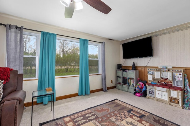 3116 E Apple Ave, Muskegon, MI 49442 - living room featuring carpet flooring and a ceiling fan