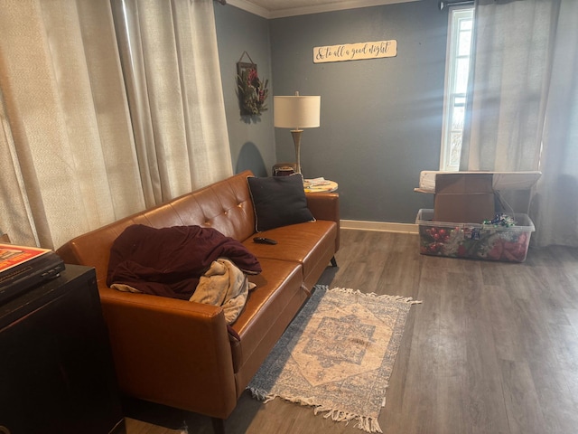 512 Green St, Dowagiac, MI 49047 - living area with wood finished floors and crown molding