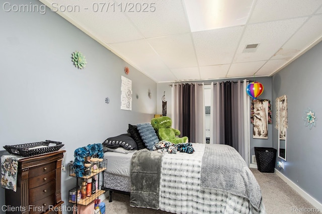 16501 Winters Rd, Grass Lake, MI 49240 - bedroom featuring a paneled ceiling and carpet flooring