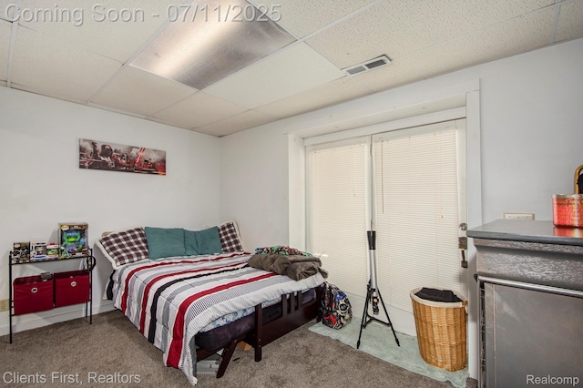 16501 Winters Rd, Grass Lake, MI 49240 - carpeted bedroom featuring a paneled ceiling