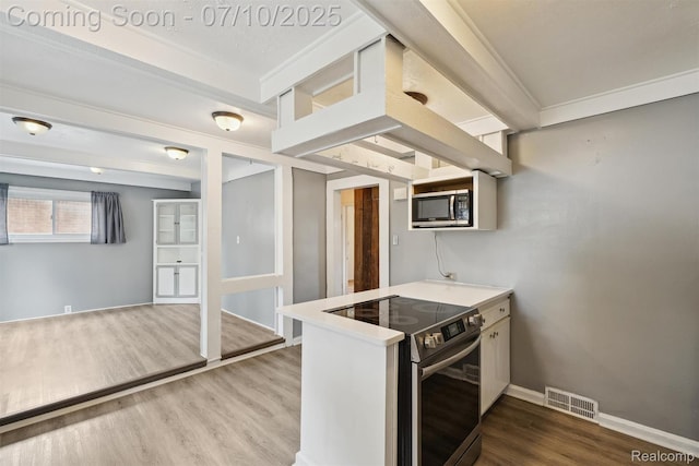 4309 Marr Ave, Warren, MI 48091 - kitchen featuring stainless steel appliances, wood finished floors, a peninsula, and light countertops