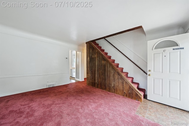 4309 Marr Ave, Warren, MI 48091 - unfurnished living room featuring stairway and carpet