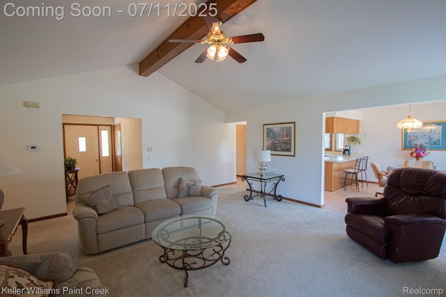 48600 Meadowcrest Dr, Macomb, MI 48044 - living area featuring ceiling fan and light carpet