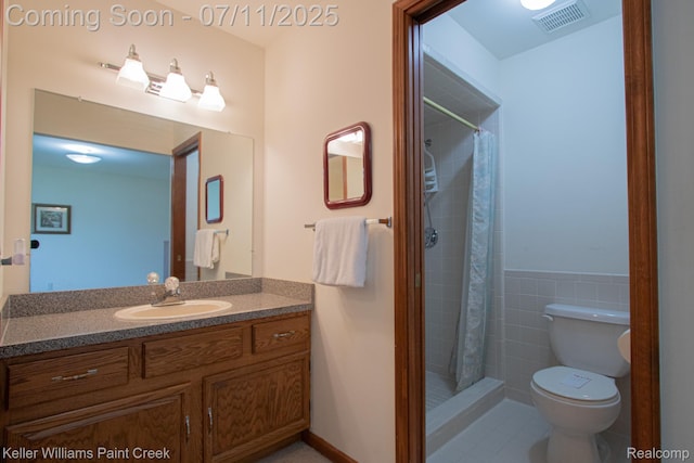 48600 Meadowcrest Dr, Macomb, MI 48044 - bathroom with vanity, a stall shower, and tile patterned flooring