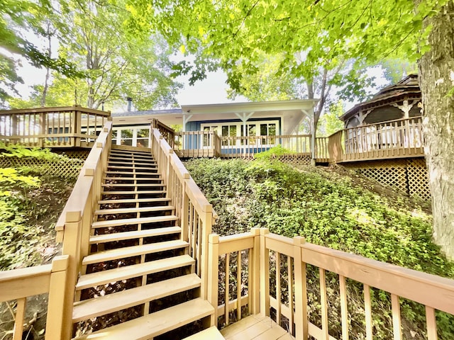 18572 Oxbow Dr, Barryton, MI 49305 - wooden deck featuring stairway