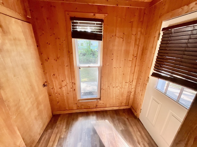 18572 Oxbow Dr, Barryton, MI 49305 - unfurnished room with wood finished floors and wooden walls