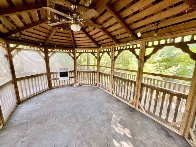 18572 Oxbow Dr, Barryton, MI 49305 - view of patio / terrace featuring a gazebo, heating unit, and a ceiling fan