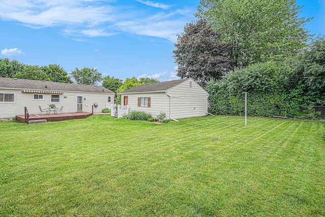 256 Nichols Dr, Saline, MI 48176 - view of yard with a wooden deck and an outdoor structure