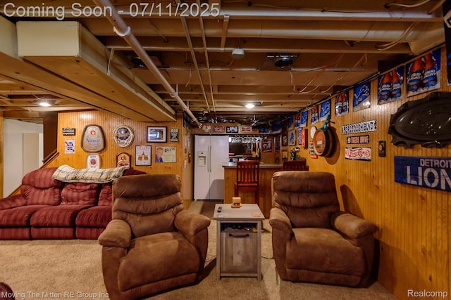 13620 Aston St, Romulus, MI 48174 - carpeted living area with wooden walls