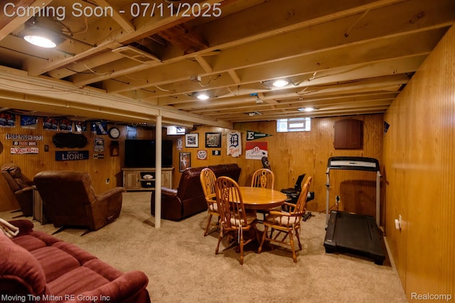 13620 Aston St, Romulus, MI 48174 - carpeted dining room featuring wood walls
