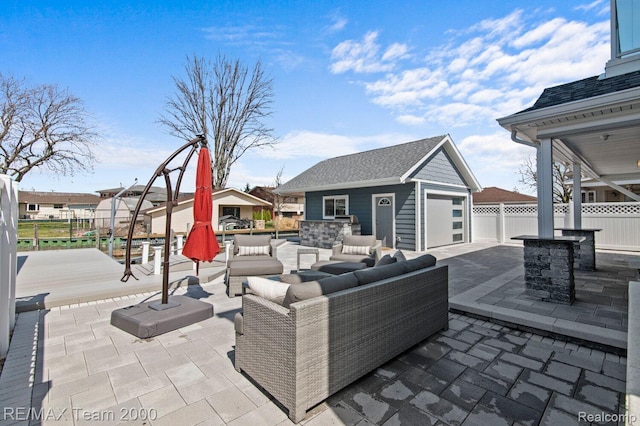 22543 E 11 Mile Rd, Saint Clair Shores, MI 48081 - view of patio featuring an outbuilding and an outdoor hangout area