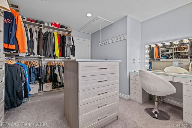 22543 E 11 Mile Rd, Saint Clair Shores, MI 48081 - spacious closet featuring attic access and carpet flooring