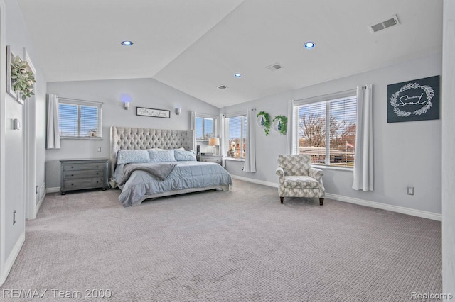 22543 E 11 Mile Rd, Saint Clair Shores, MI 48081 - carpeted bedroom with lofted ceiling and recessed lighting