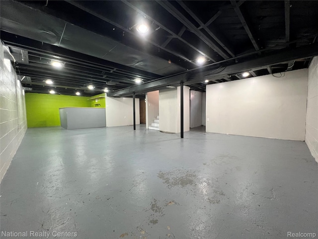 4436 Tulane St, Dearborn Heights, MI 48125 - finished basement featuring stairway and concrete block wall