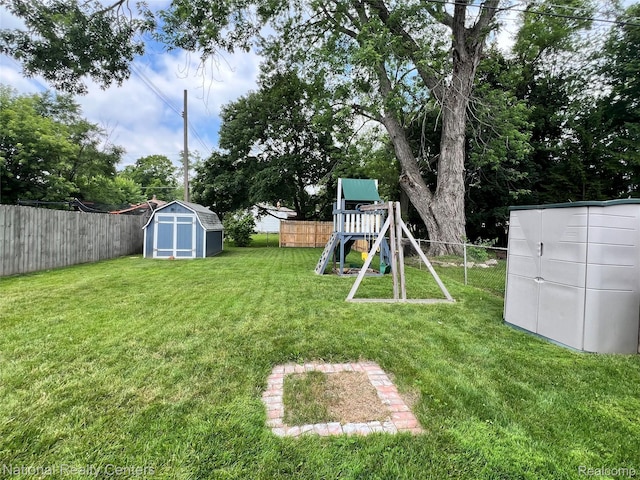 4436 Tulane St, Dearborn Heights, MI 48125 - fenced backyard featuring a shed and a playground