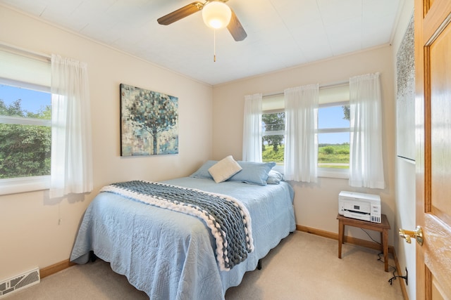 2230 Oleary Rd, Jackson, MI 49201 - bedroom featuring light colored carpet, multiple windows, and ceiling fan