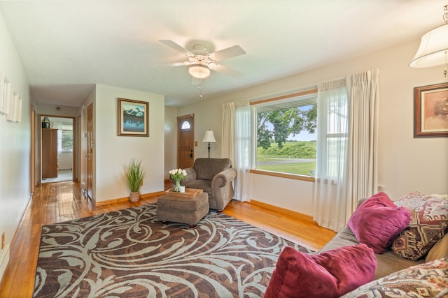 2230 Oleary Rd, Jackson, MI 49201 - living area featuring wood finished floors and a ceiling fan