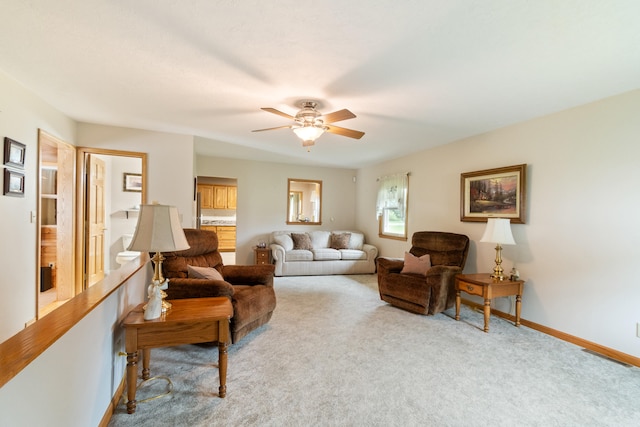 2230 Oleary Rd, Jackson, MI 49201 - carpeted living area featuring ceiling fan and baseboards