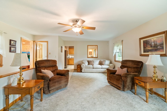 2230 Oleary Rd, Jackson, MI 49201 - living area with a ceiling fan and light colored carpet