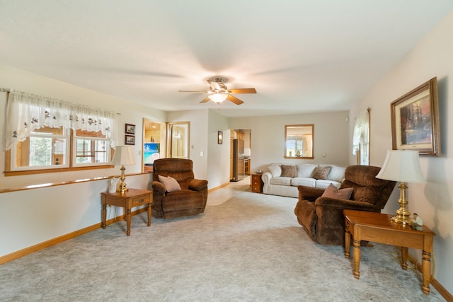 2230 Oleary Rd, Jackson, MI 49201 - carpeted living area featuring ceiling fan and baseboards