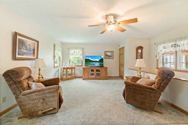 2230 Oleary Rd, Jackson, MI 49201 - living area featuring carpet flooring and a ceiling fan