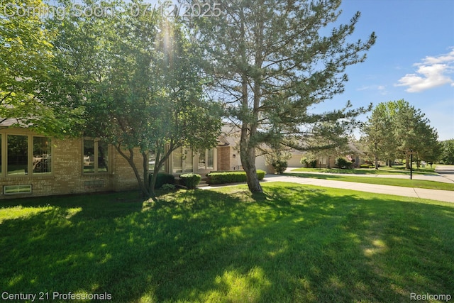 17012 Coral Ln, Macomb, MI 48042 - view of property hidden behind natural elements featuring brick siding, driveway, and a front yard