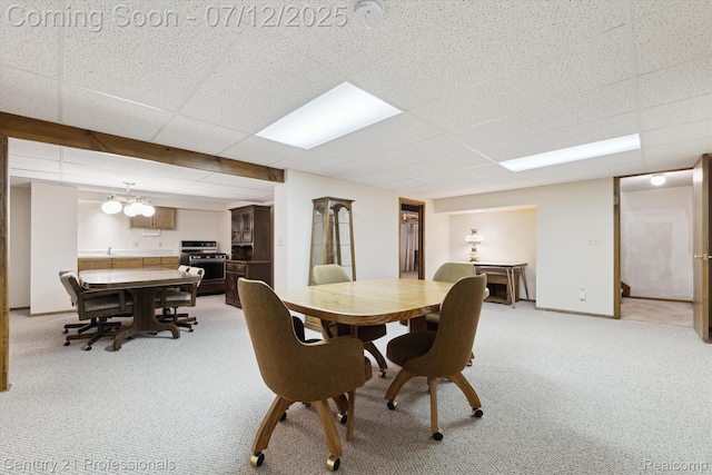 17012 Coral Ln, Macomb, MI 48042 - dining space featuring light colored carpet and a drop ceiling
