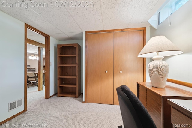 17012 Coral Ln, Macomb, MI 48042 - office with light carpet and a drop ceiling