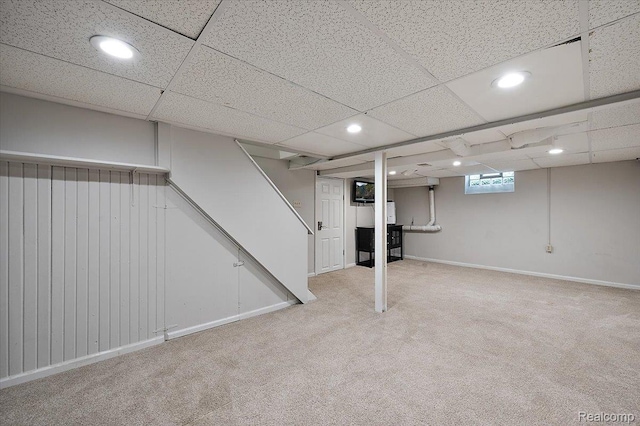 1450 Hampton Rd, Grosse Pointe Woods, MI 48236 - basement with carpet and recessed lighting
