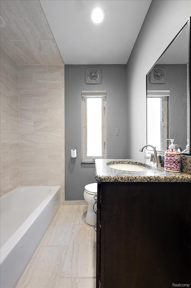 1450 Hampton Rd, Grosse Pointe Woods, MI 48236 - bathroom featuring vanity and marble look tile flooring