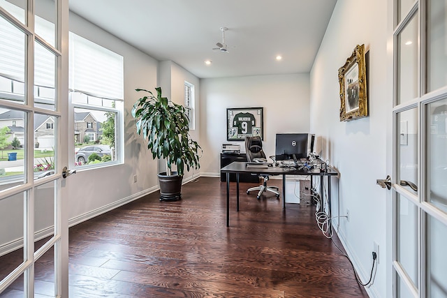 2448 Meadow Hills Dr, Ann Arbor, MI 48108 - office area with wood finished floors and recessed lighting