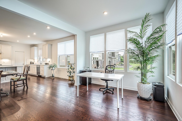 2448 Meadow Hills Dr, Ann Arbor, MI 48108 - office with recessed lighting and dark wood-style floors
