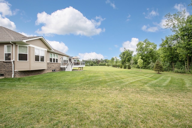 2448 Meadow Hills Dr, Ann Arbor, MI 48108 - view of grassy yard with a wooden deck