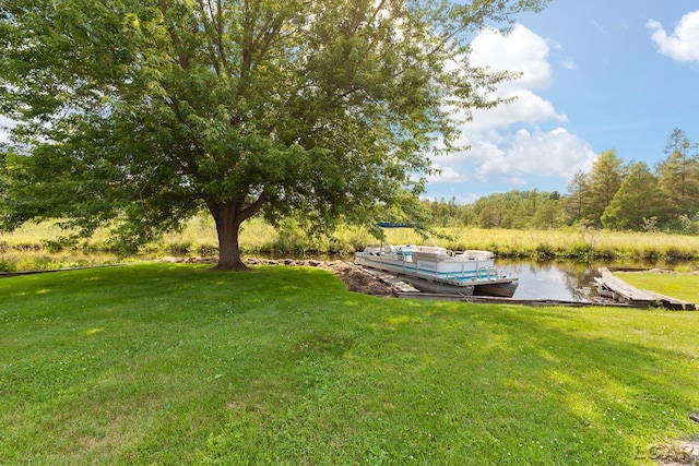 753 Vaniman Island Dr, Brooklyn, MI 49230 - view of green lawn featuring a floating dock and a water view
