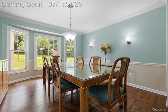 2403 Red Maple Ct, Troy, MI 48098 - dining area with dark wood-type flooring and crown molding
